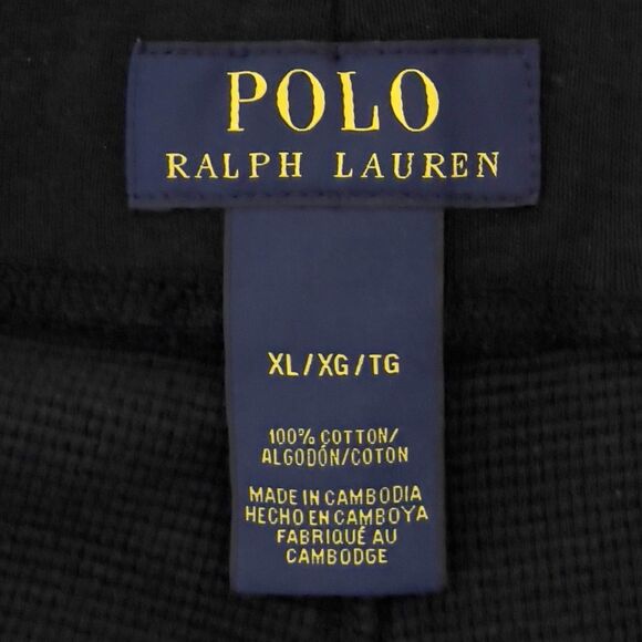 Ralph Lauren Cotton Shorts Men's XL Athletic Pony Drawstring Black Waffle Knit - Picture 5 of 6